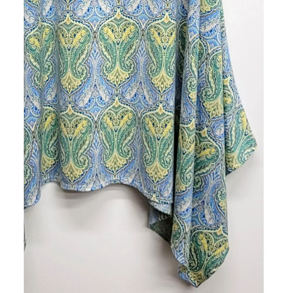 French Astmophere Paisley Short Sleeve Asymmetrical Dress 2X